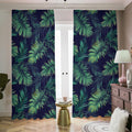 Dark Tropical Palm Leaf Pattern Print Dimout Pencil Pleat Curtains