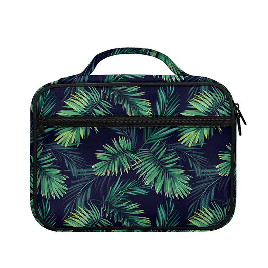 Dark Tropical Palm Leaf Pattern Print Briefcase Bible Bag