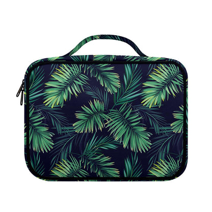 Dark Tropical Palm Leaf Pattern Print Briefcase Bible Bag
