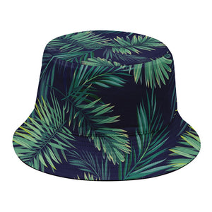 Dark Tropical Palm Leaf Pattern Print Bucket Hat