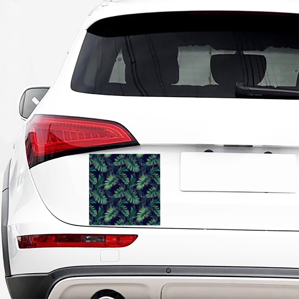 Dark Tropical Palm Leaf Pattern Print Car Sticker