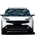 Dark Tropical Palm Leaf Pattern Print Car Windshield Snow Cover