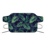 Dark Tropical Palm Leaf Pattern Print Car Windshield Snow Cover