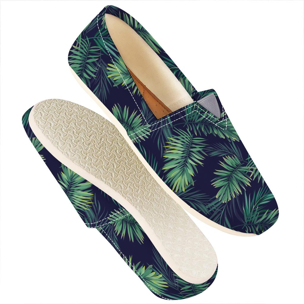 Dark Tropical Palm Leaf Pattern Print Casual Shoes