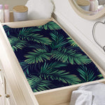Dark Tropical Palm Leaf Pattern Print Changing Pad Cover
