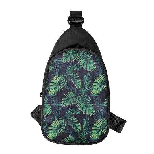 Dark Tropical Palm Leaf Pattern Print Chest Bag