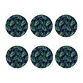 Dark Tropical Palm Leaf Pattern Print Coaster Set