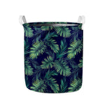 Dark Tropical Palm Leaf Pattern Print Collapsible Laundry Basket