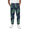 Dark Tropical Palm Leaf Pattern Print Cotton Sweatpants