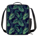 Dark Tropical Palm Leaf Pattern Print Crossbody Lunch Bag