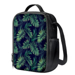 Dark Tropical Palm Leaf Pattern Print Crossbody Lunch Bag