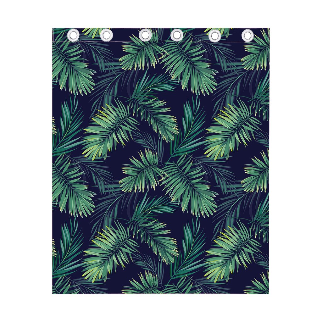Dark Tropical Palm Leaf Pattern Print Curtain