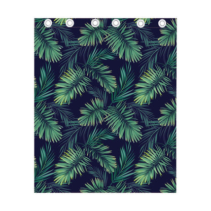 Dark Tropical Palm Leaf Pattern Print Curtain