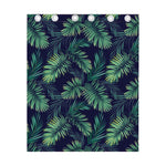 Dark Tropical Palm Leaf Pattern Print Curtain