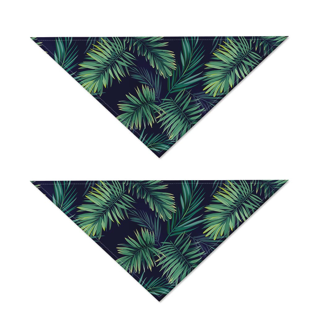 Dark Tropical Palm Leaf Pattern Print Dog Bandana