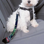 Dark Tropical Palm Leaf Pattern Print Dog Seat Belt