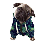 Dark Tropical Palm Leaf Pattern Print Dog Zip Up Hoodie