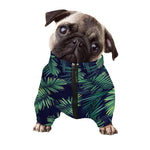 Dark Tropical Palm Leaf Pattern Print Dog Zip Up Jacket