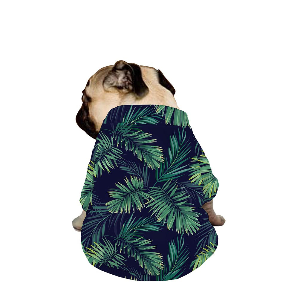 Dark Tropical Palm Leaf Pattern Print Dog Zip Up Jacket
