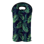 Dark Tropical Palm Leaf Pattern Print Double Neoprene Wine Tote