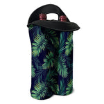 Dark Tropical Palm Leaf Pattern Print Double Neoprene Wine Tote