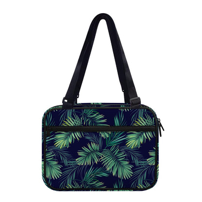 Dark Tropical Palm Leaf Pattern Print Double Strap Bible Bag