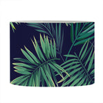 Dark Tropical Palm Leaf Pattern Print Drum Lamp Shade