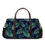 Dark Tropical Palm Leaf Pattern Print Duffle Bag