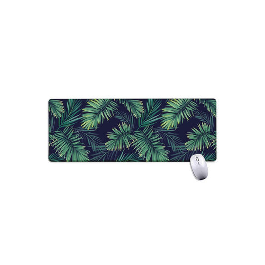 Dark Tropical Palm Leaf Pattern Print Extended Mouse Pad