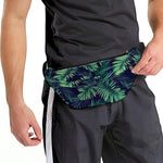 Dark Tropical Palm Leaf Pattern Print Fanny Pack