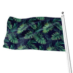 Dark Tropical Palm Leaf Pattern Print Flag