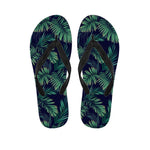 Dark Tropical Palm Leaf Pattern Print Flip Flops