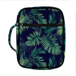 Dark Tropical Palm Leaf Pattern Print Front Pocket Bible Bag