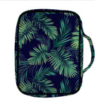 Dark Tropical Palm Leaf Pattern Print Front Pocket Bible Bag