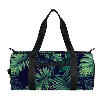 Dark Tropical Palm Leaf Pattern Print Gym Bag