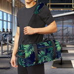 Dark Tropical Palm Leaf Pattern Print Gym Bag