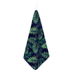 Dark Tropical Palm Leaf Pattern Print Hand Towel