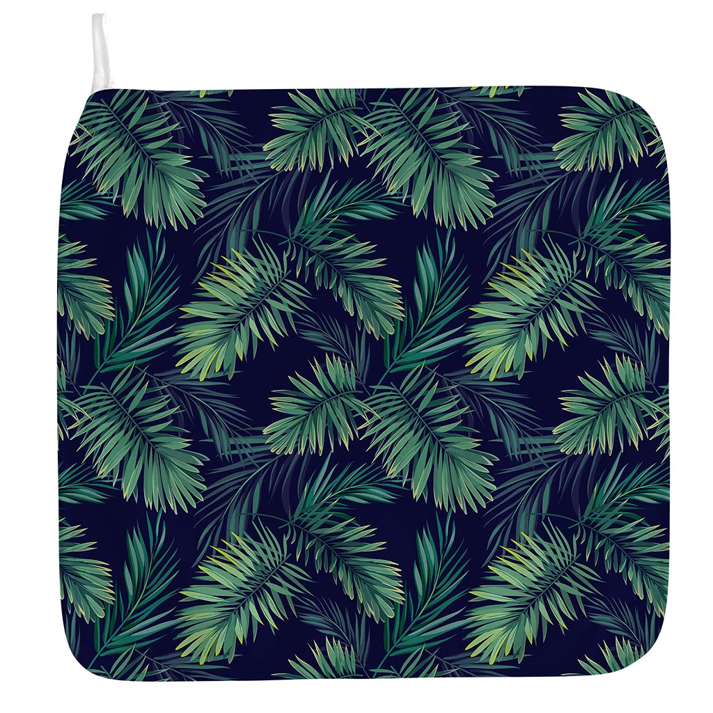 Dark Tropical Palm Leaf Pattern Print Hand Towel