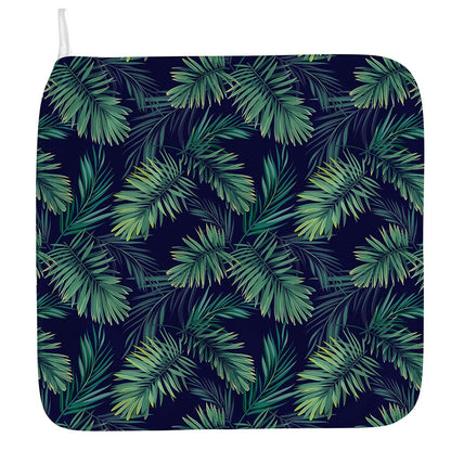 Dark Tropical Palm Leaf Pattern Print Hand Towel