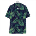 Dark Tropical Palm Leaf Pattern Print Hawaiian Shirt