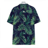 Dark Tropical Palm Leaf Pattern Print Hawaiian Shirt