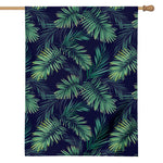 Dark Tropical Palm Leaf Pattern Print House Flag