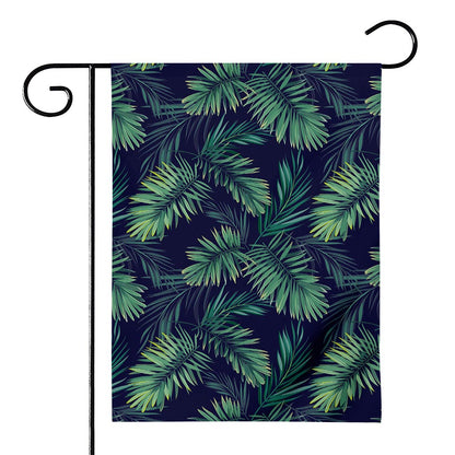 Dark Tropical Palm Leaf Pattern Print House Flag