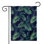 Dark Tropical Palm Leaf Pattern Print House Flag
