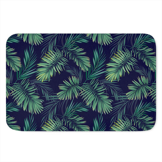 Dark Tropical Palm Leaf Pattern Print Indoor Door Mat