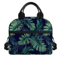 Dark Tropical Palm Leaf Pattern Print Insulated Lunch Bag
