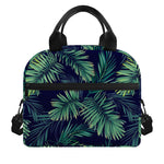 Dark Tropical Palm Leaf Pattern Print Insulated Lunch Bag