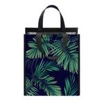 Dark Tropical Palm Leaf Pattern Print Insulated Lunch Tote