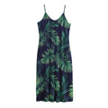 Dark Tropical Palm Leaf Pattern Print Jersey Midi Cami Dress