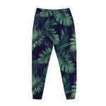 Dark Tropical Palm Leaf Pattern Print Jogger Pants